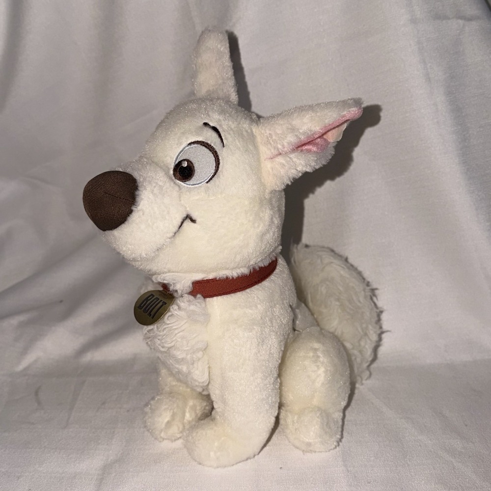 Disney Parks Bolt Dog Plush 12" White Lightning Character Stuffed Animal